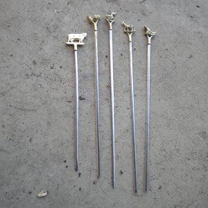 VINTAGE LOT OF 4 TURKISH GREEK BRASS STAINLESS INOXIDABLE SKEWERS SHISH KABOB